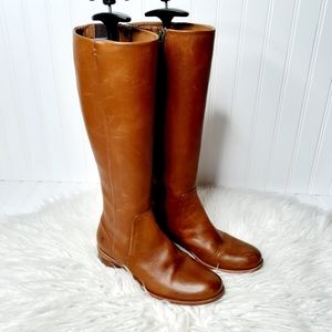 Frye Tall Cognac Zip Riding Leather Boots